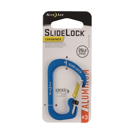 Nite Ize 2023 Nite Ize Slidelock Carabiner Aluminum No 3, Blue NIT-CSLA3-03-R6